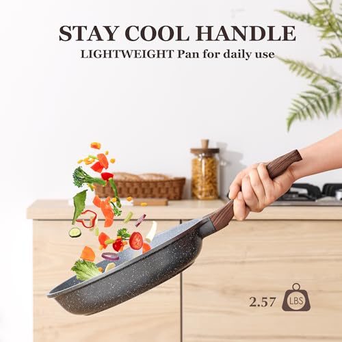 SENSARTE Nonstick Ceramic Frying Pan Skillet with Lid, 12.5 Inch Omelet Pan, Healthy Non Toxic Chefs Pan, Induction Compatible Egg Pan with Heat Resistant Handle, PFAS-Free