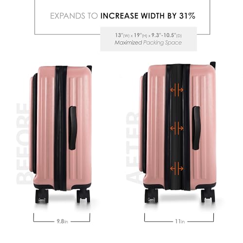 22 Inch Carry On Luggage 22x14x9 Airline Approved, Carry On Suitcase with Wheels, Hard-shell Carry-on Luggage, Durable Luggage Carry-On, Black Small Suitcase with Cosmetic Case