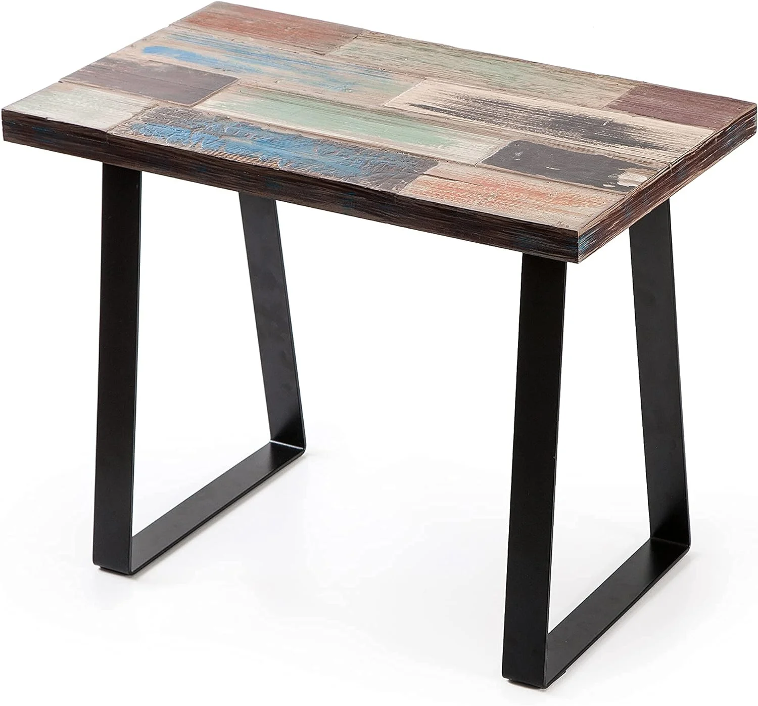 Reclaimed Wood End Table Bedroom With Flat Iron Legs, Small Rectangular Side Tables For Living Room Entryway Bench 13