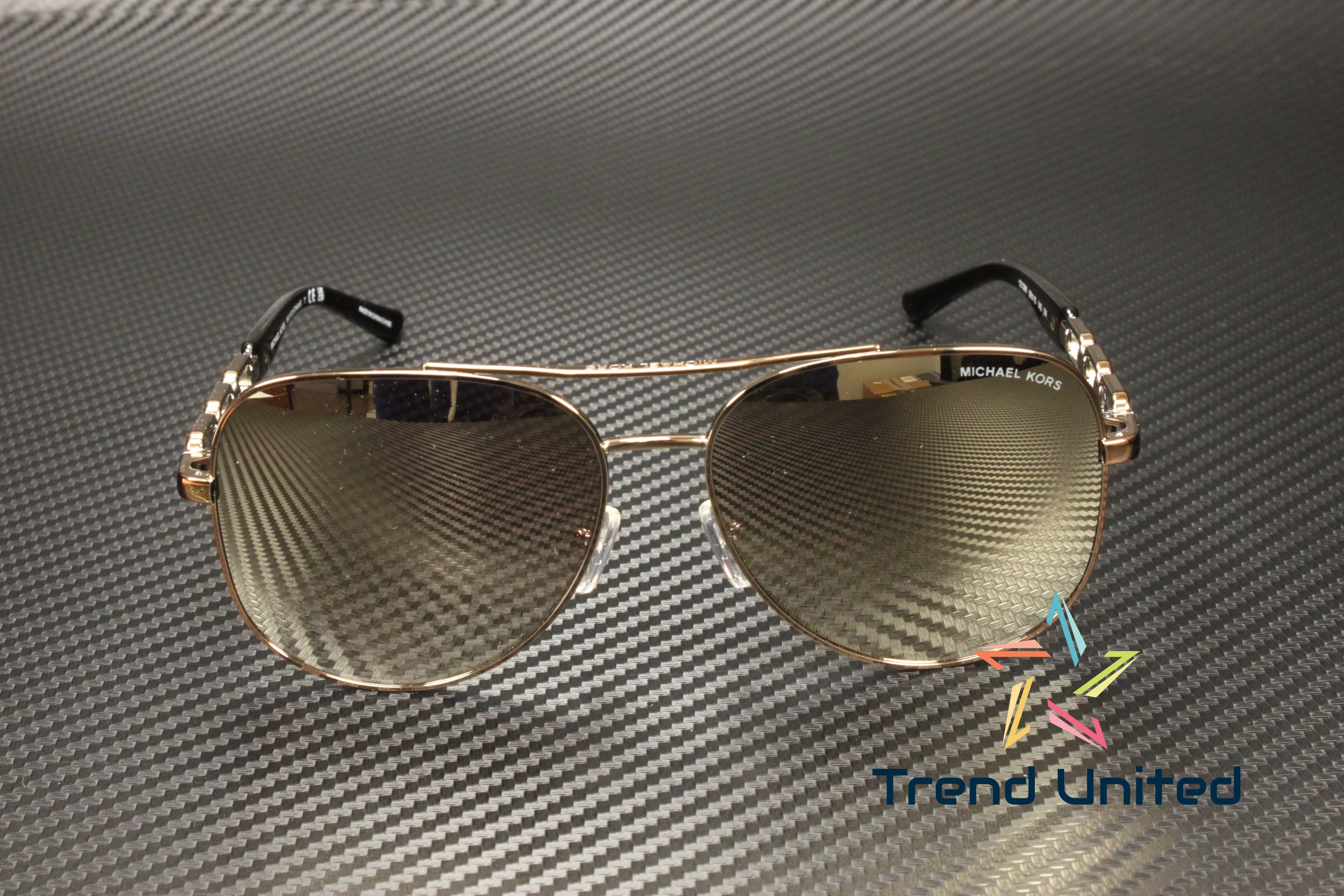 Michael Kors Chianti Caramel Silver Flash Pilot Ladies Sunglasses MK1121 12136K 58