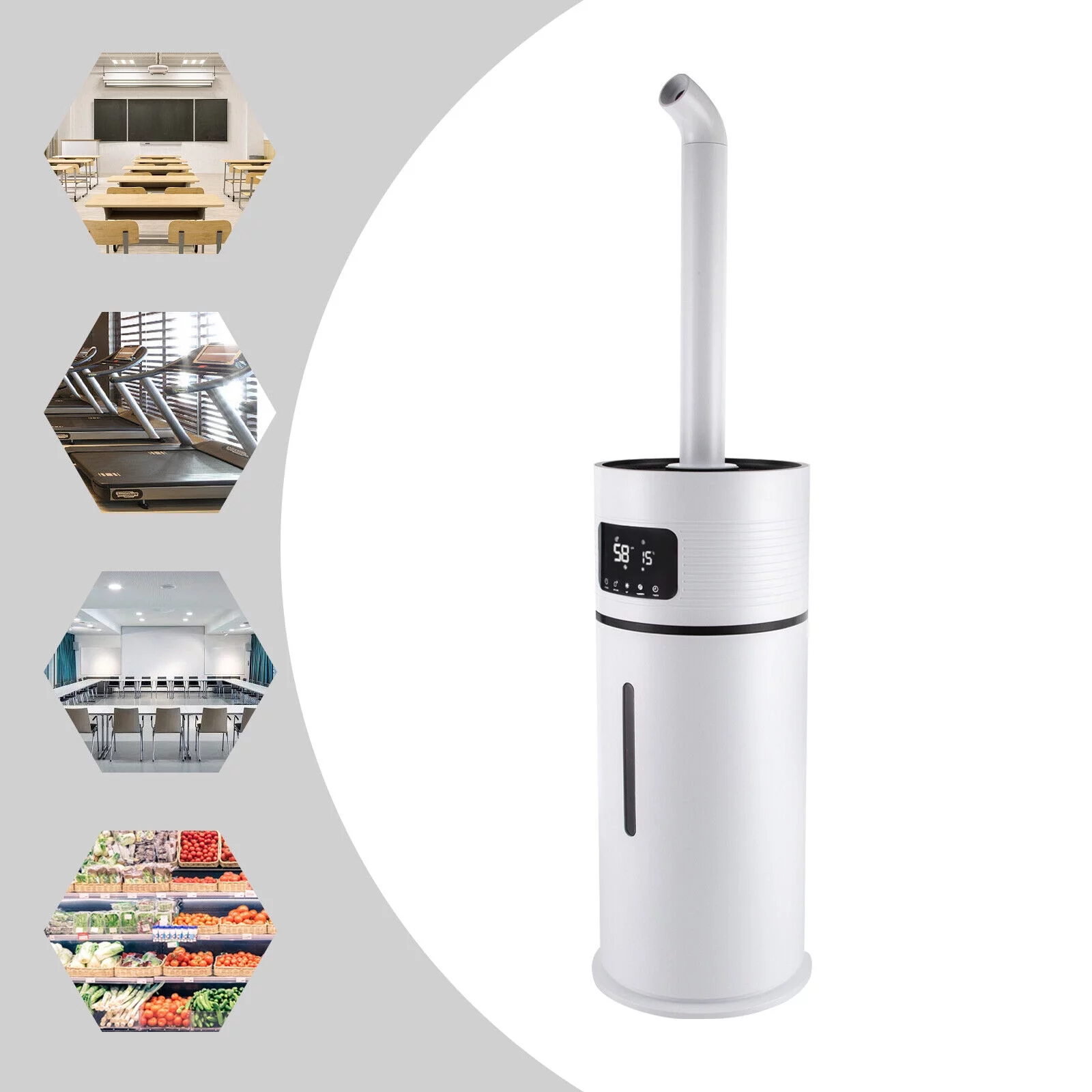 4Gal Ultrasonic Mist Humidifier - White Commercial Large Humidifiers Style 360° Whole-House Remote Control