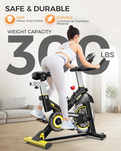 pooboo Exercise Bike, Adjustable Magnetic/Brake Pad Resistance Silent Belt Drive, Indoor Cycling Bike for Home Cardio, Fitness Stationary Bike with 350lbs/300lbs Weight Capacity &Upgraded Version Seat