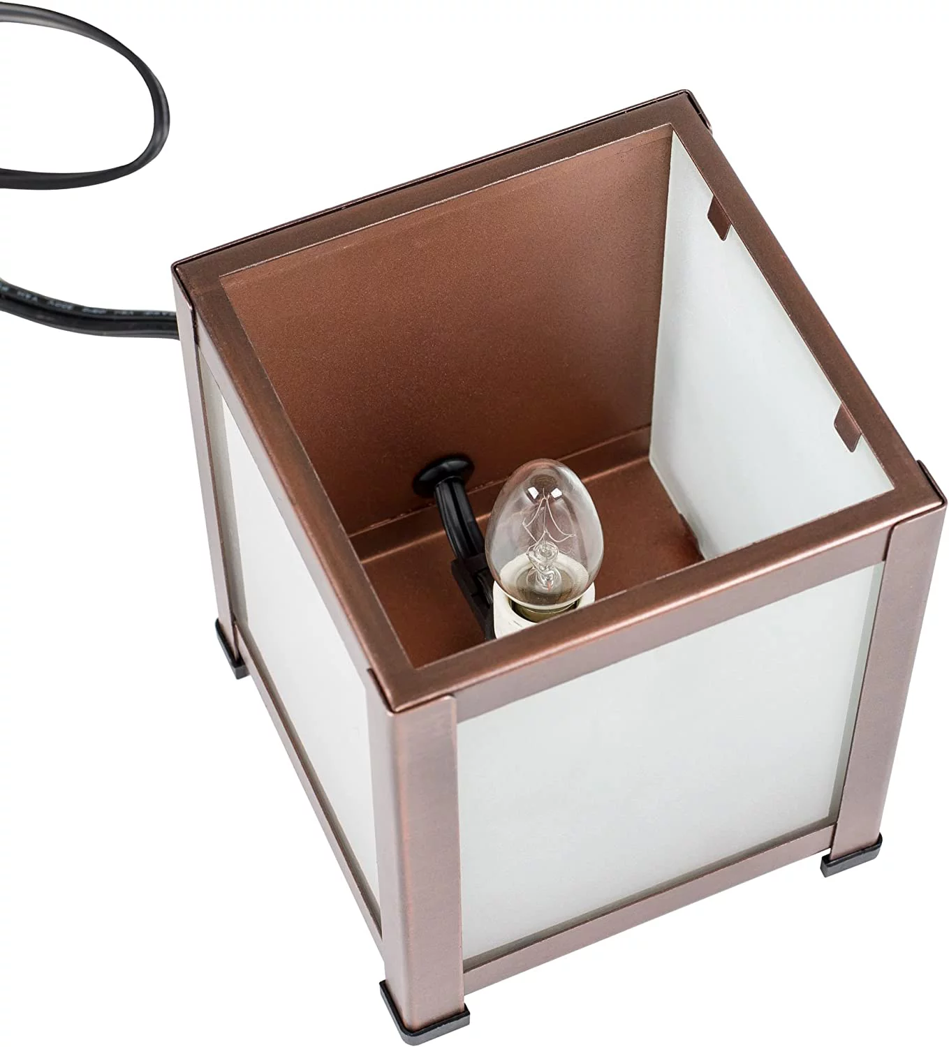 Enjoy Simple Things Dragonfly Copper Tone Metal Electrical Wax Tart & Oil Glass Lantern Warmer