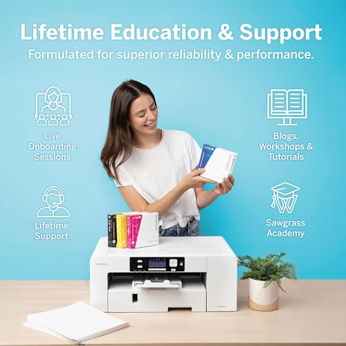 Sawgrass SG500 Sublimation Printer Starter Bundle | Includes Professional Dye-Sublimation Printer, SubliJet UHD Inks & TruePix Sublimation Paper | Wi-Fi Connectivity | Create Custom Designs