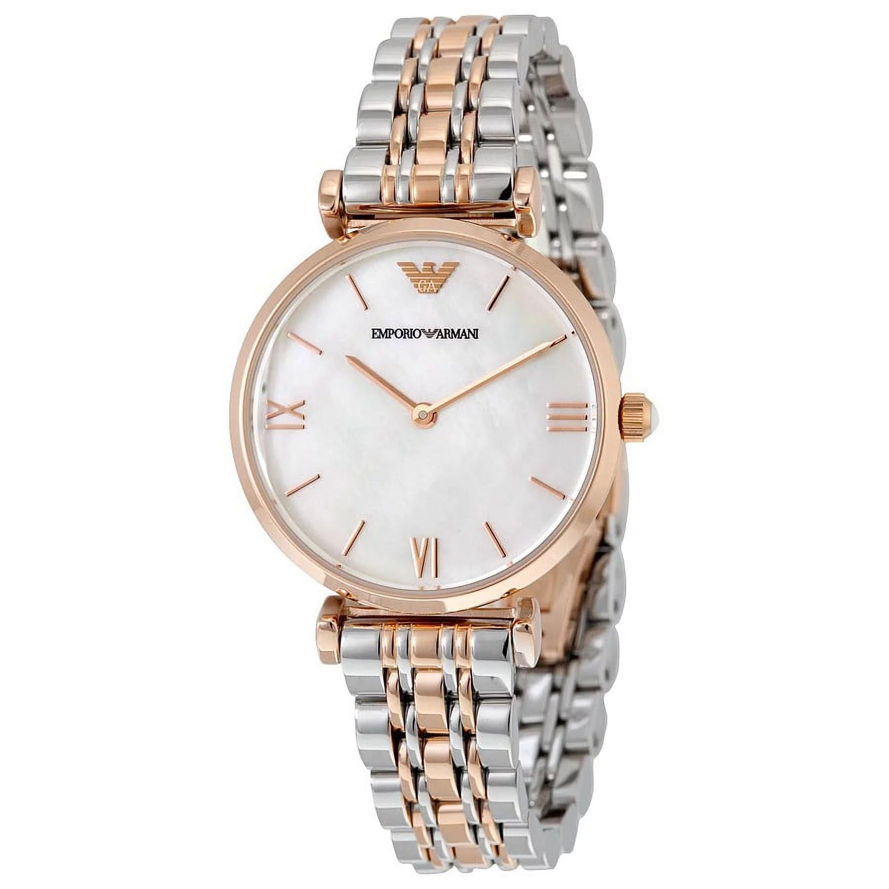 Emporio Armani Women's Retro Mother of Pearl Two-Tone Stainless Steel Watch AR1683