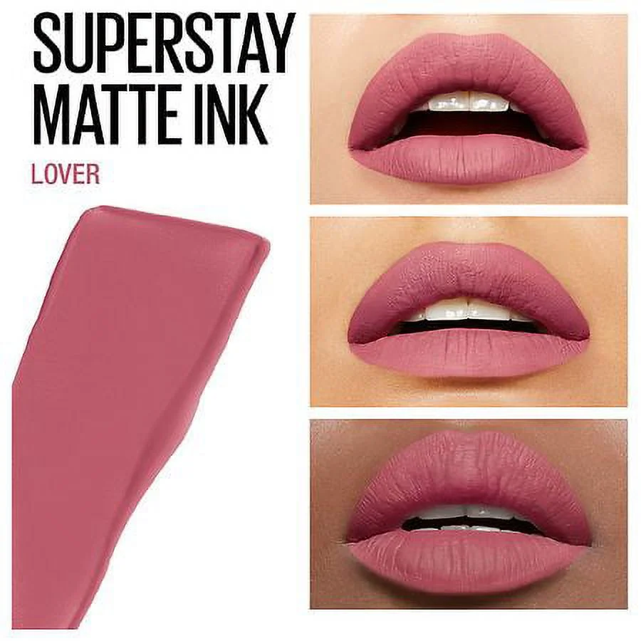 Maybelline SuperStay Matte Ink Liquid Lipstick, Lip Makeup, Lover 0.17fl oz