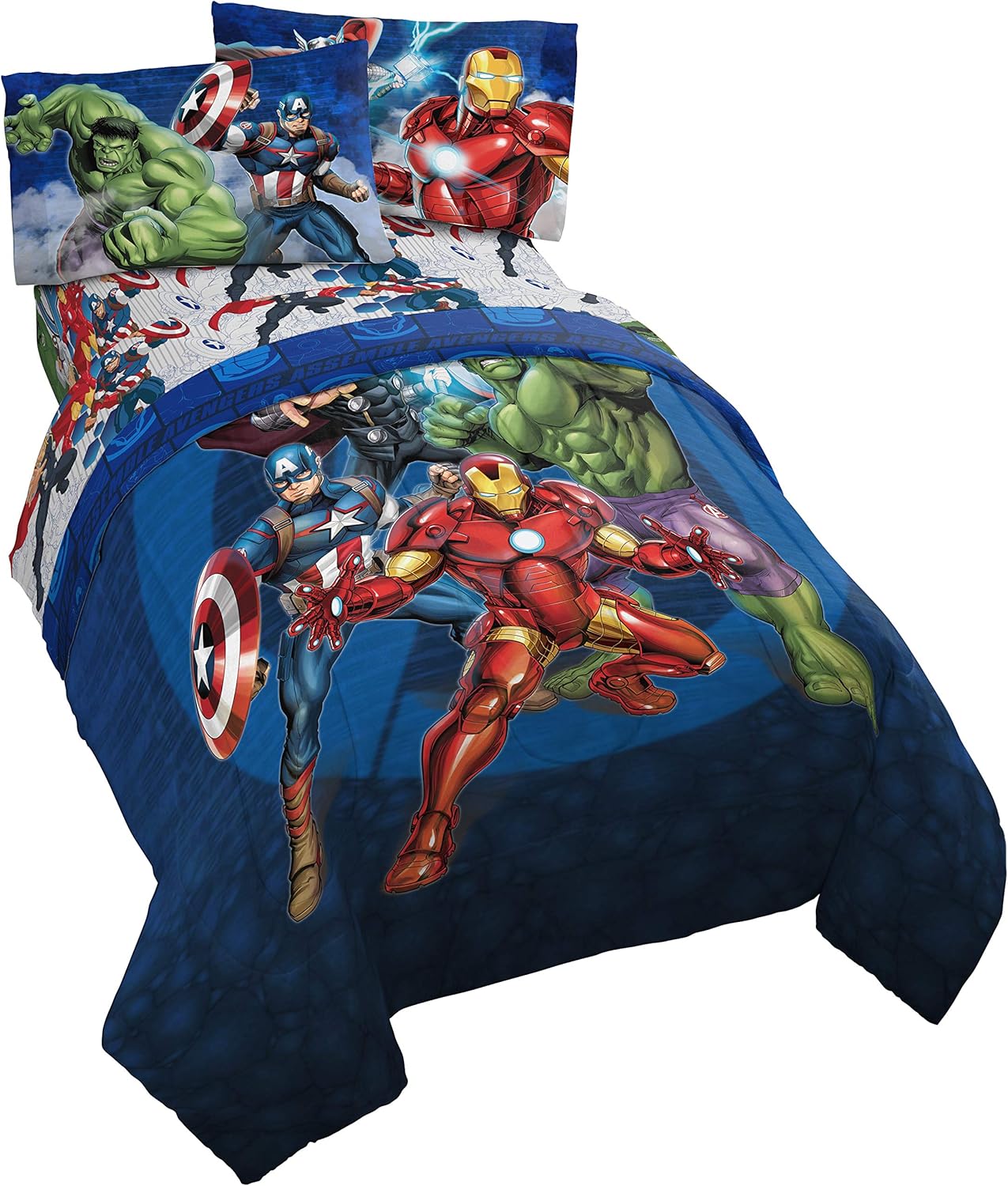 Jay Franco Marvel Avengers Blue Circle Bed Set, Twin