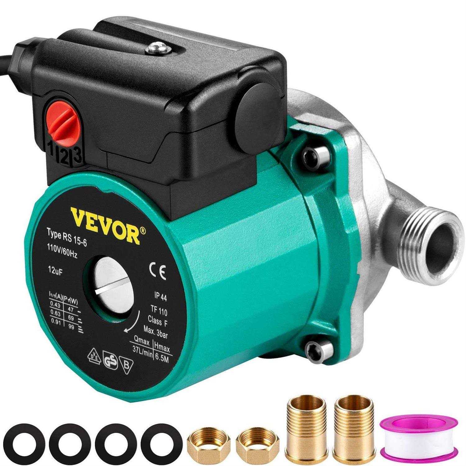 VEVOR Hot Water Recirculating Pump 93W 110V Water Circulator Pump Automatic Start Circulating Pump NPT 3/4 w/Brass Fittings ZYXHBBXGMCRS1L1UOV1