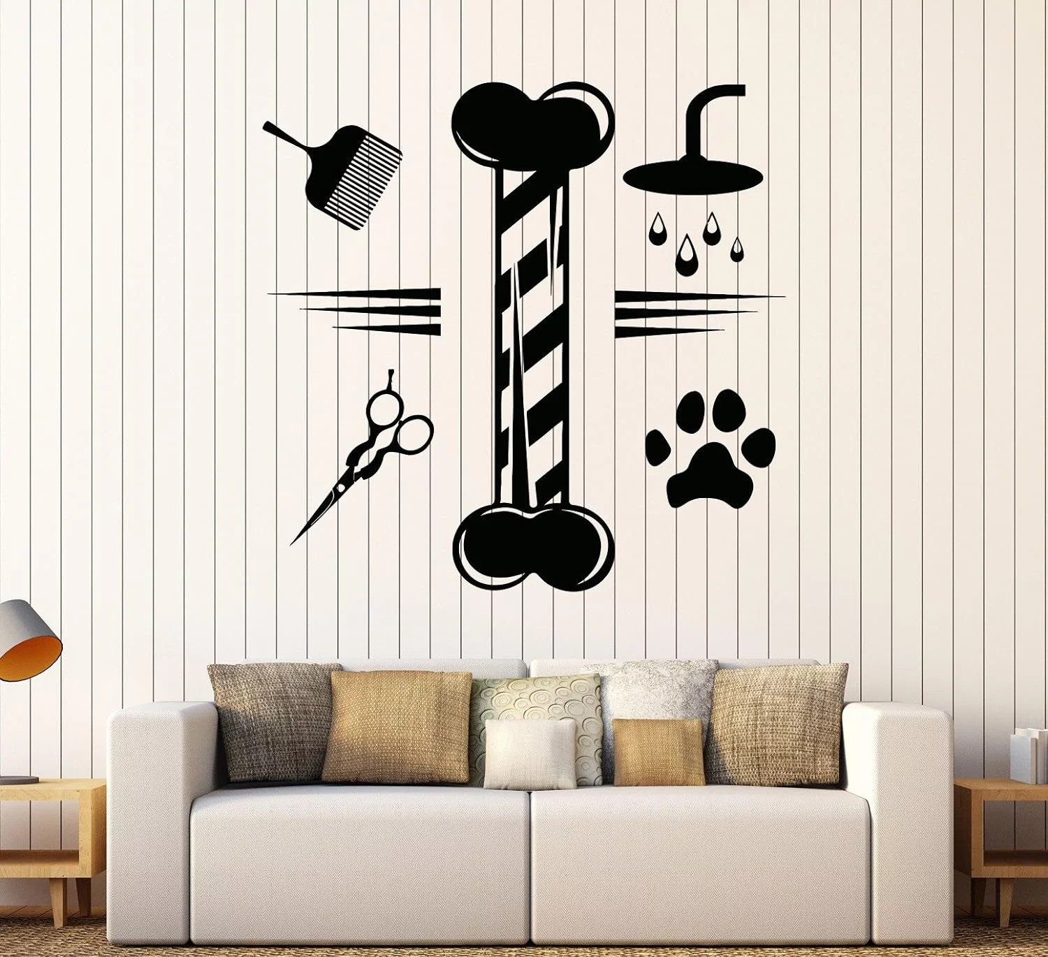 Vinyl Wall Decal Grooming Pets Beauty Salon Animals Stickers Large Decor (1038Ig) Dark Red