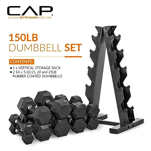 CAP Barbell Dumbbell Set with Rack | Multiple Options in 150lbs and 210lbs