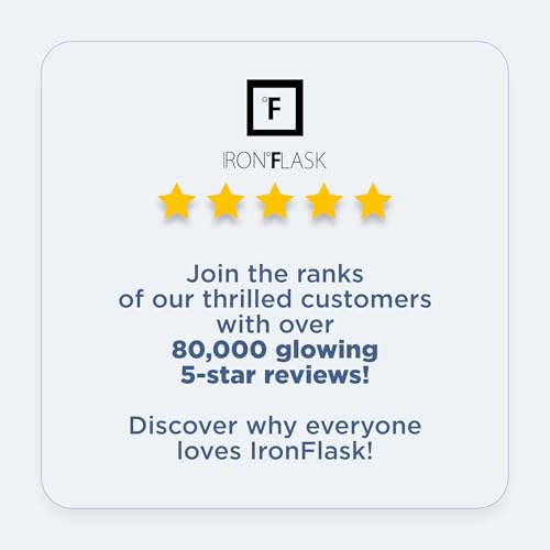 IRON °FLASK Camping & Hiking Hydration Flask with 3 Lids - Stainless Steel, Double Walled & Vacuum Insulated Water Bottle - Leak Proof & BPA Free 32 Oz