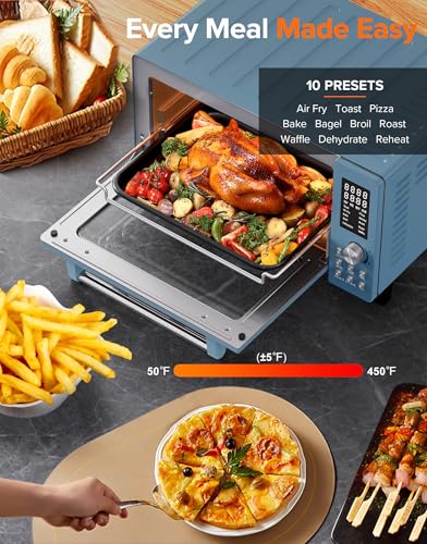 Nuwave Bravo Pro Smart 21QT Toaster Oven Air Fryer Combo, Convection Oven Countertop, 10 functions all in 1, with even & quick crisp technology, 50-450°F, 1800W, Stainless Steel