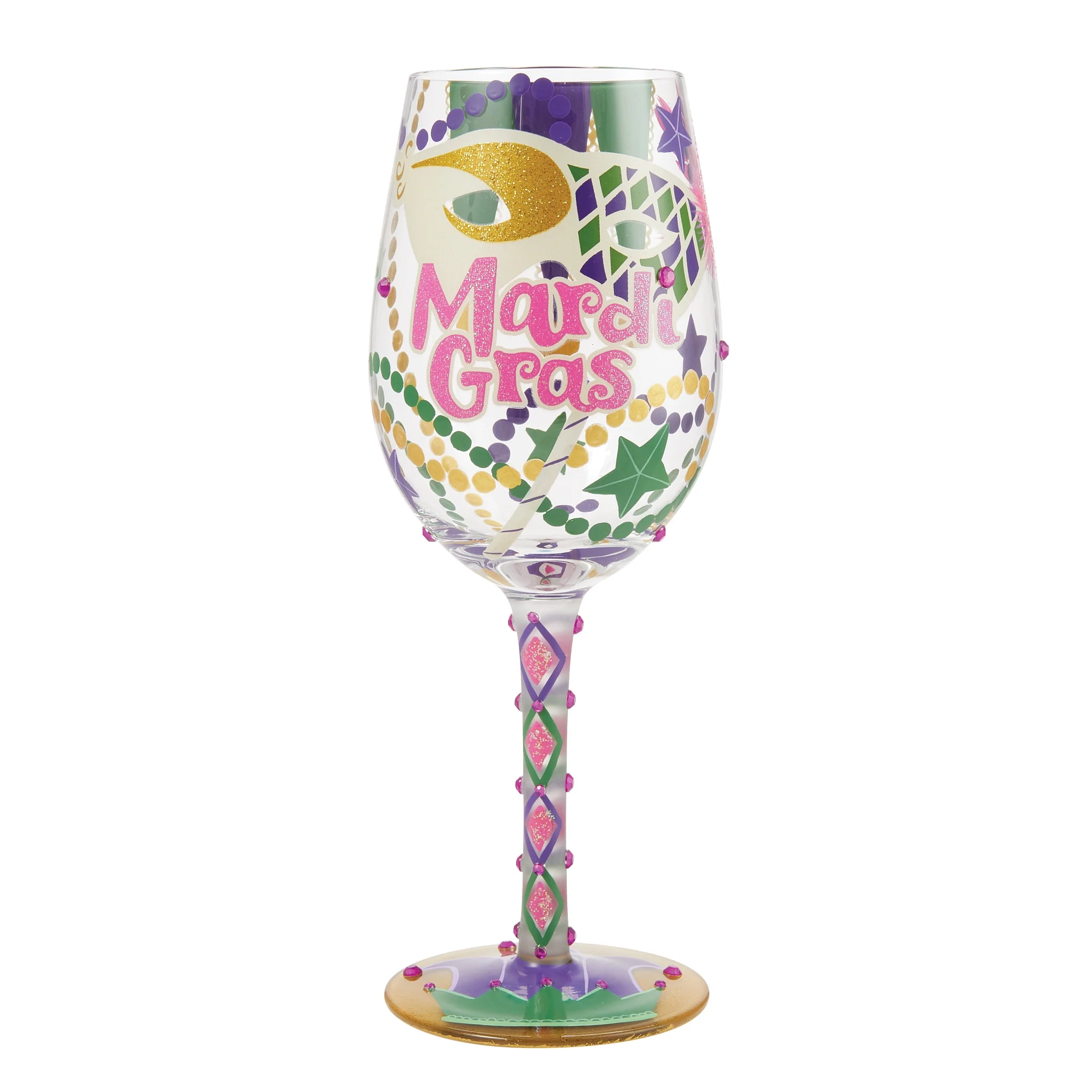 Lolita Mardi Gras Wine Glass