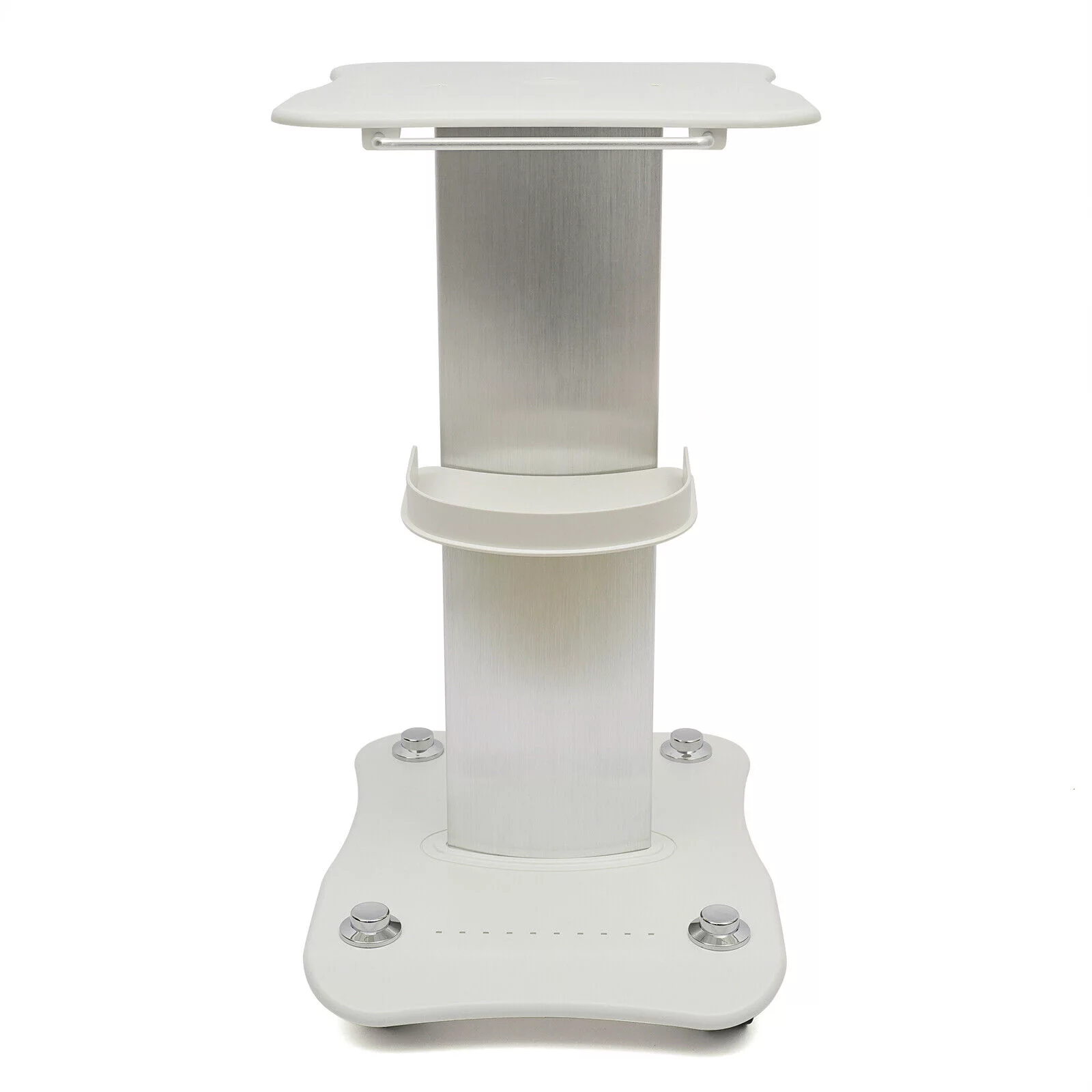 Rolling Trolley Cart Beauty Machine Stand, 4 Wheels Hair Salon Alluminum Alloy White Beauty Cart