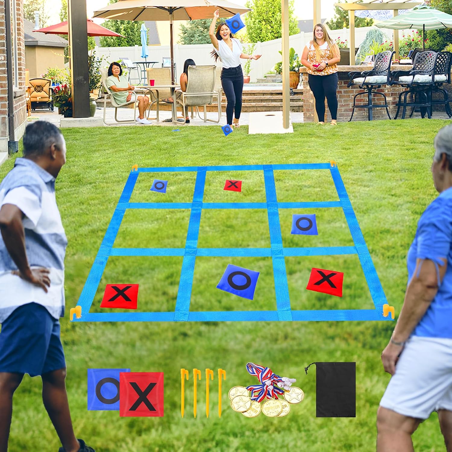 CWLAKON Outdoor Giant Tic Tac Toe Bean Bag Toss Games for Kids Adults Family, Large Outside Lawn Yard Backyard Carnival Field Day Game, Beach Picnic Camping Birthday Party Family Reunion Games