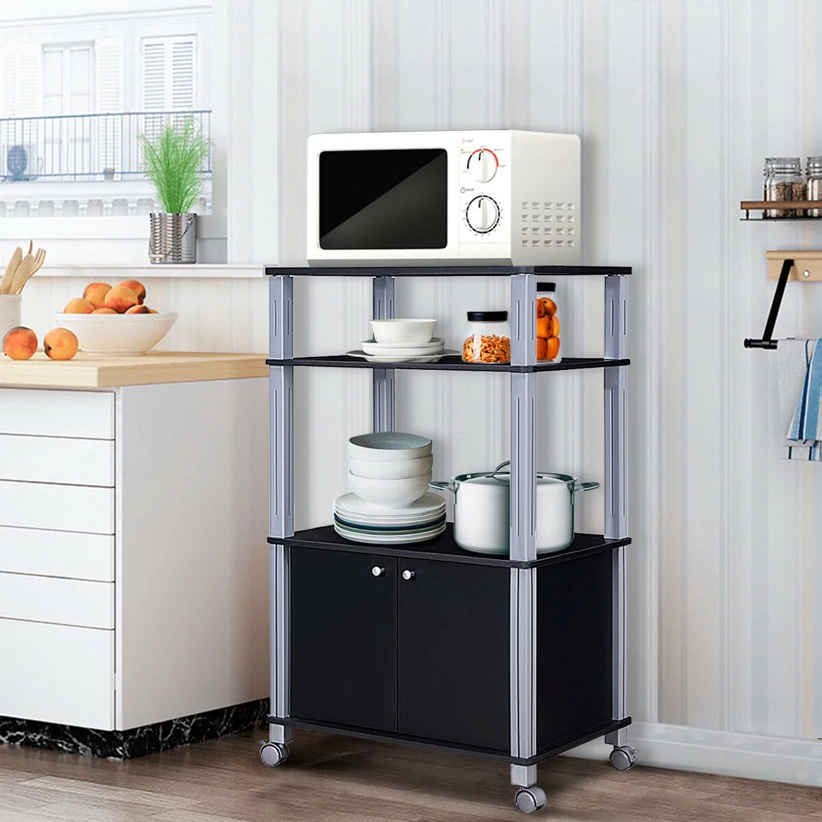 Costway Bakers Rack Microwave Oven Rack Shelves Kitchen Storage Organizer