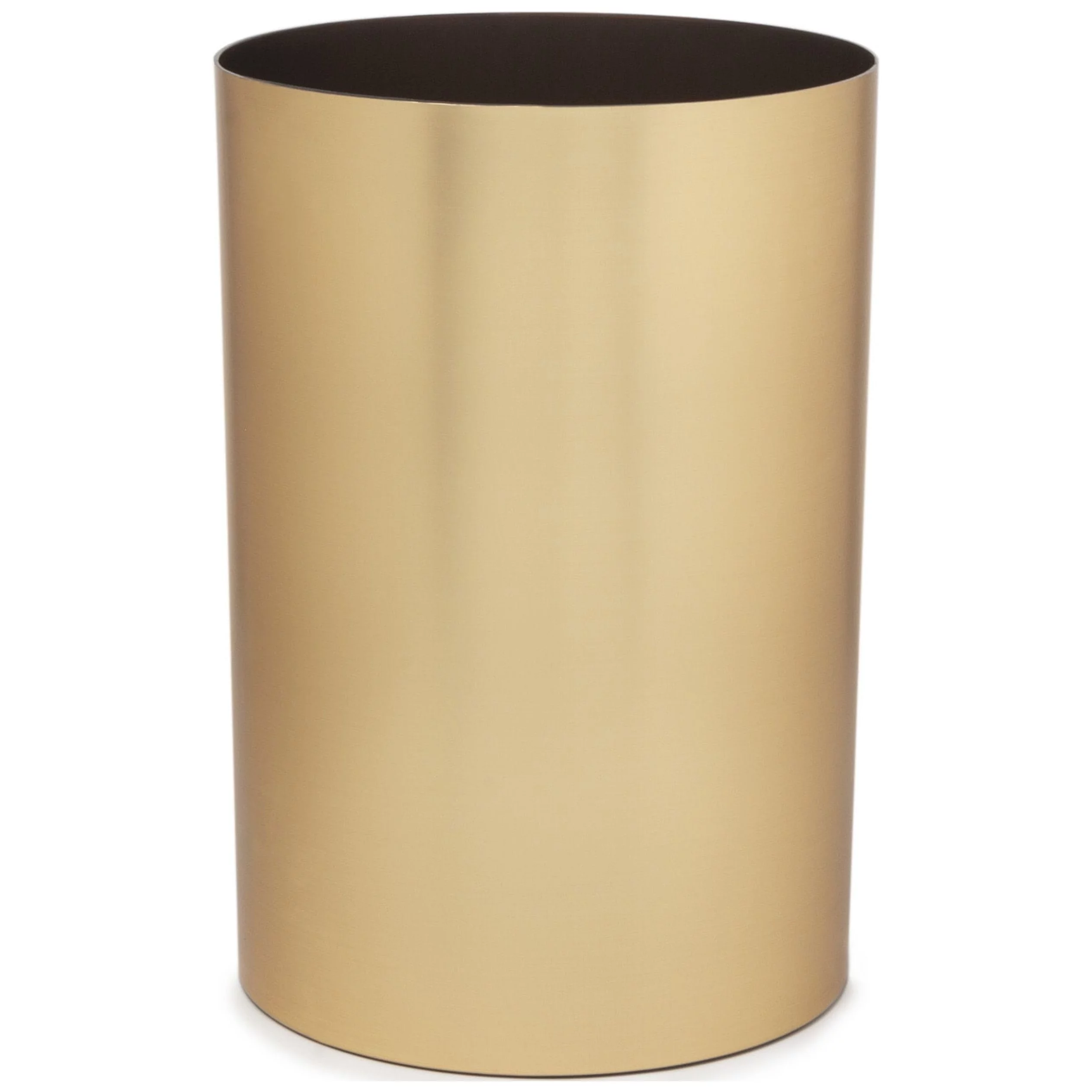 Umbra 4.5 gal Metalla Plastic Open Top Bathroom Trash Can, Matte Brass