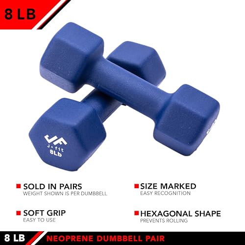 JFIT Neoprene Dumbbell (Set of 2), 8 LBS