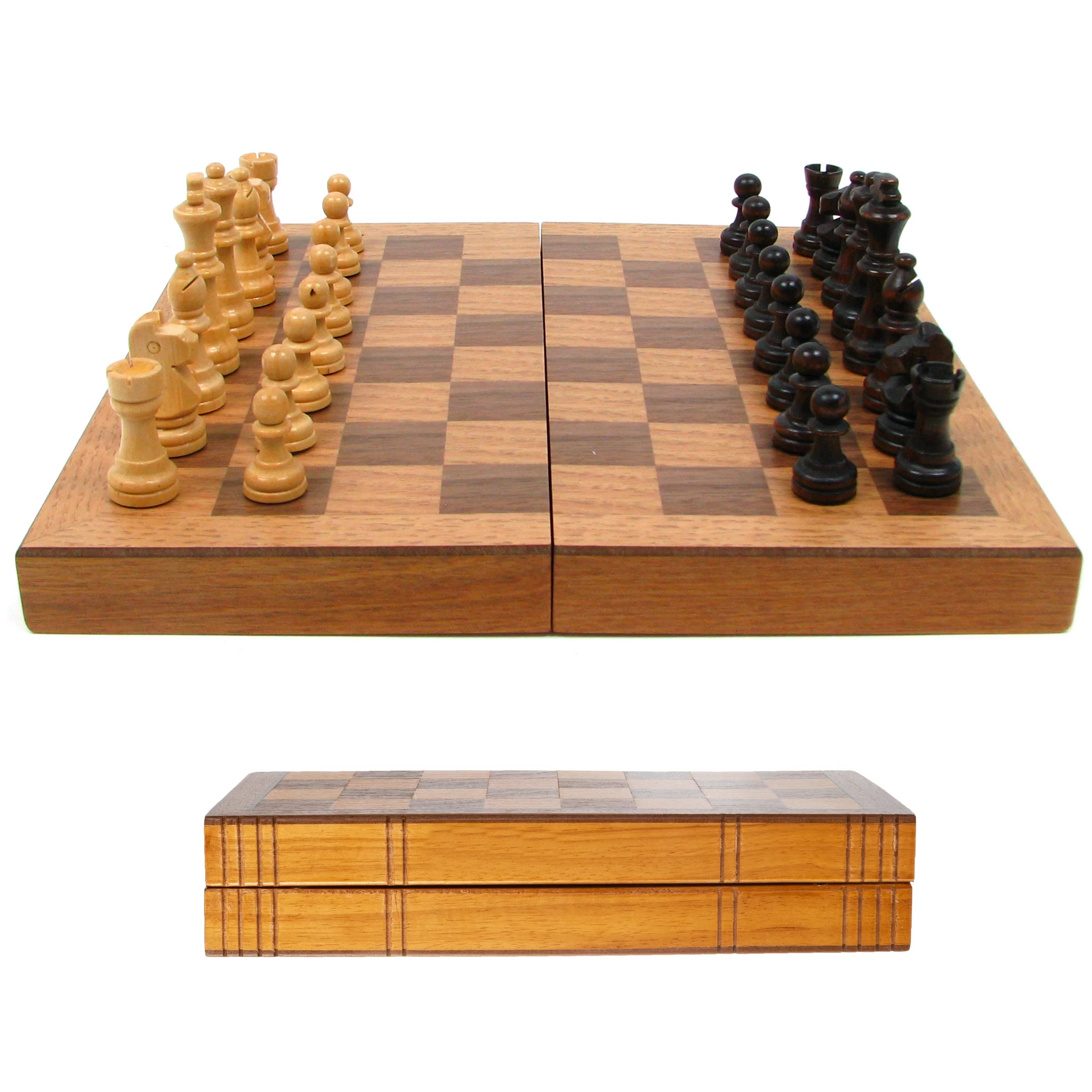 Trademark Global Tg Wooden Book Style Chess Board W/ Staunton Chessmen