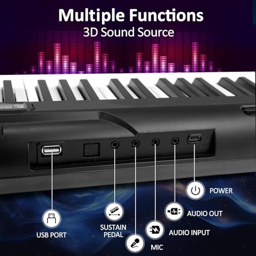 88 Key Piano Keyboard,Beginner Electric Digital Piano with Semi Weighted Keys,Keyboard Piano withSustain Pedal, Power Supply, Stand, Carrying Case,Headphones