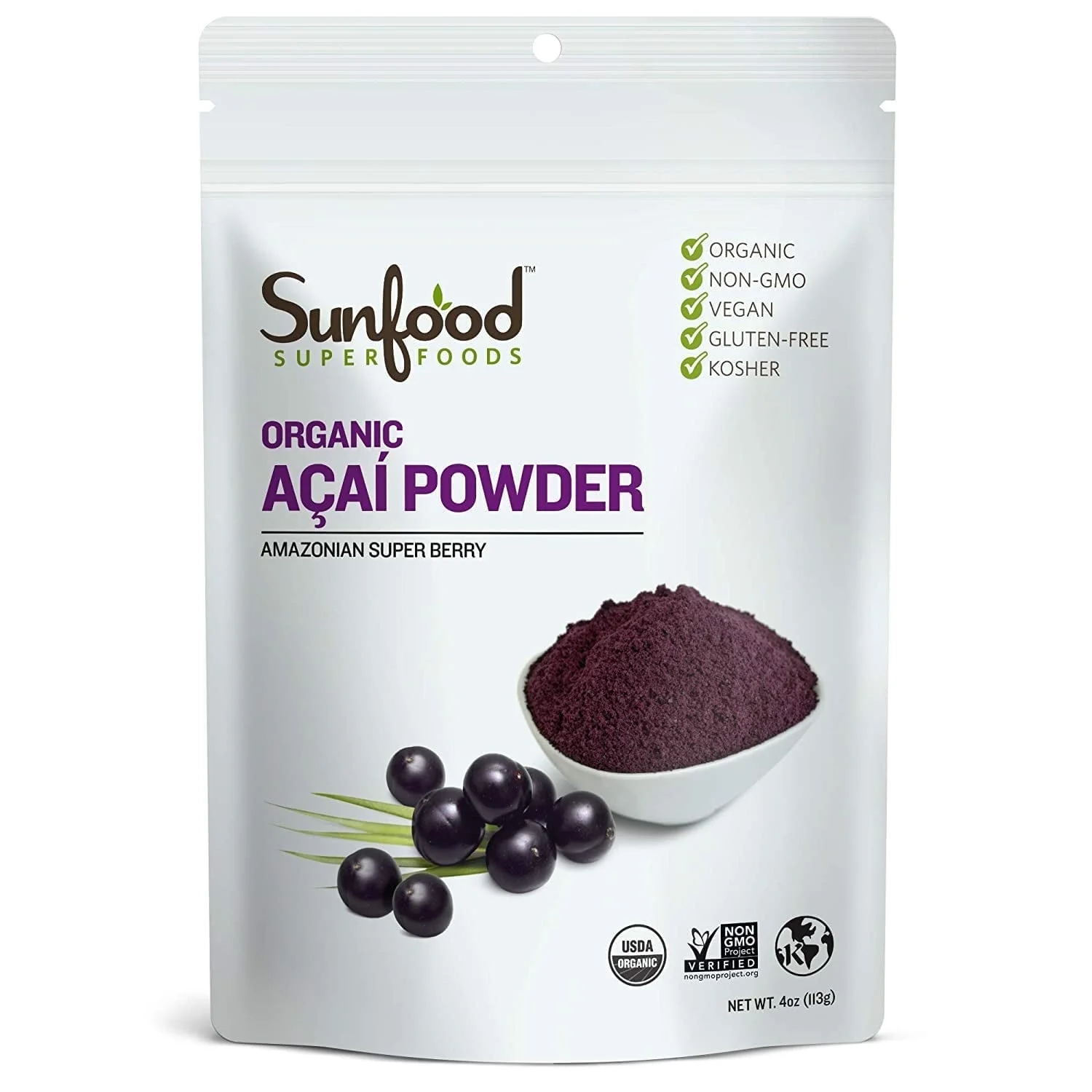 SunFood Organic Acai Powder -- 4 oz Pack of 2