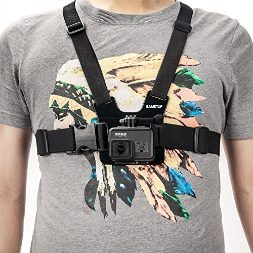 Sametop Chest Mount Strap Harness Chesty Body Mount Compatible with GoPro Hero 12, 11, 10, 9, 8, 7, 6, 5, 4, Session, 3+, 3, 2, 1, Max, Hero (2018), AKASO, DJI Osmo Action Cameras