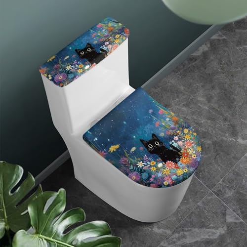 Christmas Bow Bell Toilet Tank Lid Cover and Toilet Seat Lid Cover 2 Pcs Set Toilets Covers with Elastic Cloth Fits Most Toilets Tanks & Lids