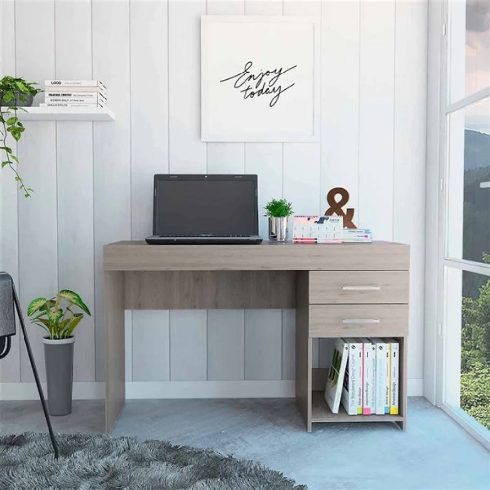 Boahaus Zunyi Desk, 2 Drawers, for Adults, Grey