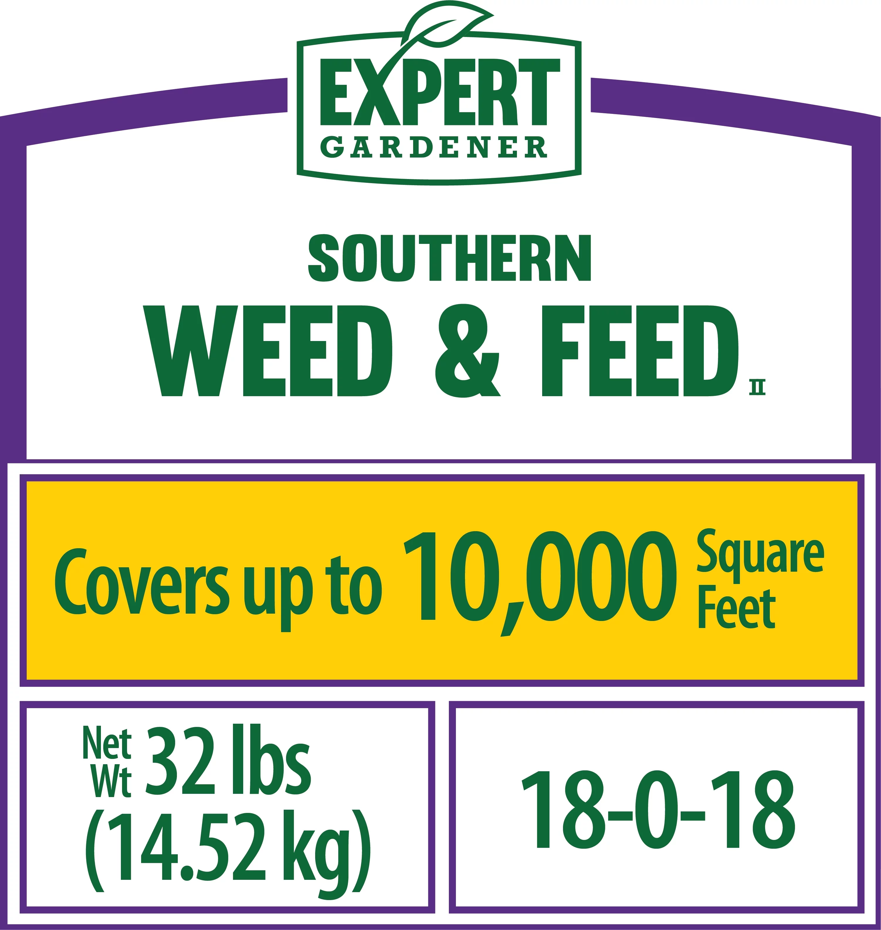 Expert Gardener Southern Weed & Feed, Lawn Fertilizer, 32 lb. - Covers 10,000 Sq. ft.
