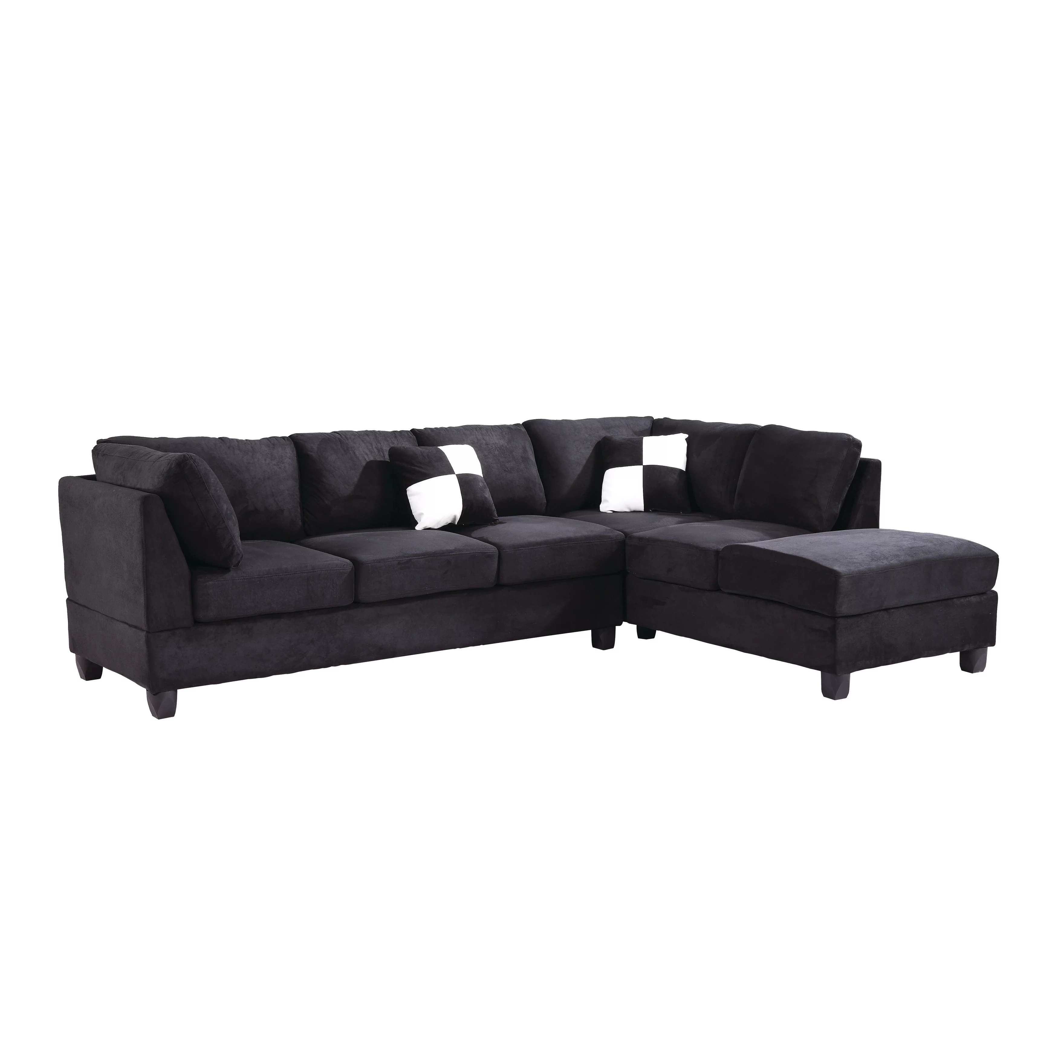 Lyke Home Black Microsuede Sectional
