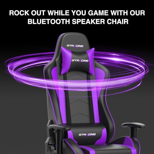GTRACING Gaming Chair with Footrest Speakers Video Game Chair Bluetooth Music Heavy Duty Ergonomic Computer Office Desk Chair