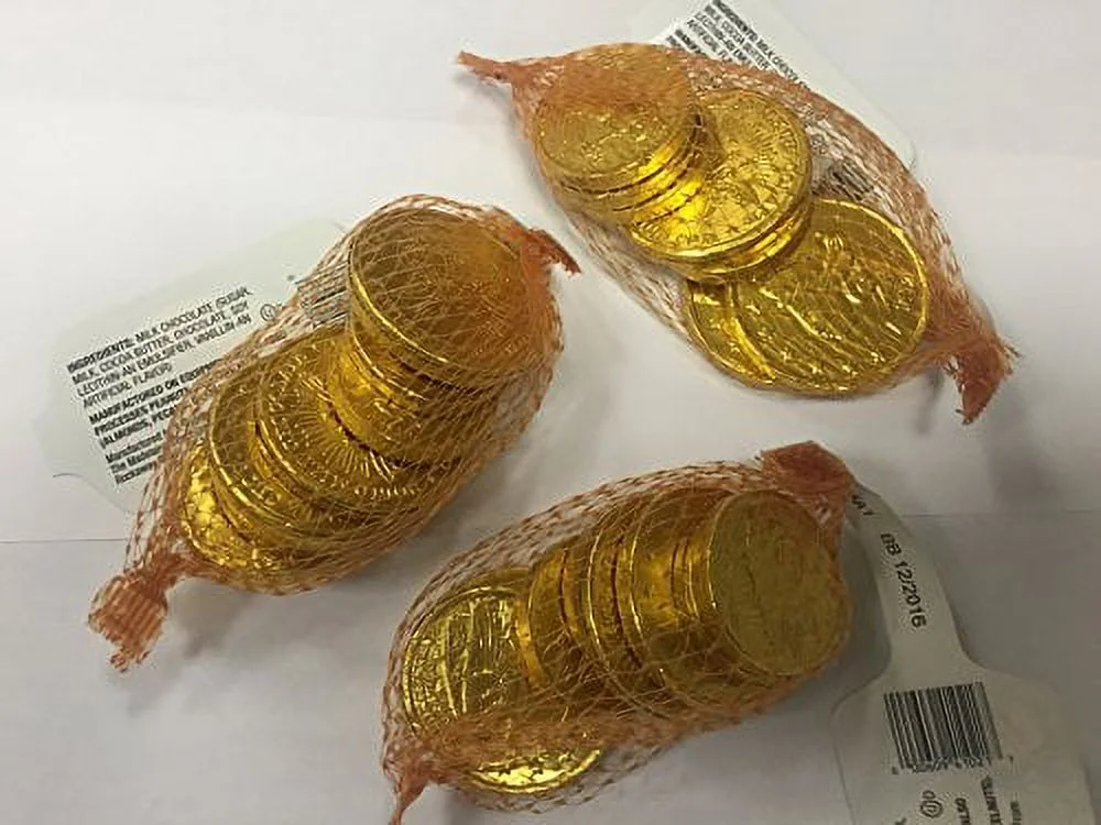 Milk Chocolate Coins, 3 Mesh Bags Of 7 Pieces Each