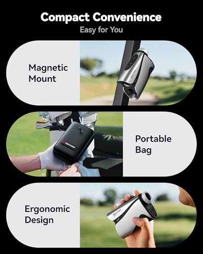 REDTIGER OLED Range Finder Golf with Slope, 1200 Yards Laser Rangefinder Golfing, 7X Magnification Range Finder Golf Magnetic, Flag Lock Vibration & Rechargeable