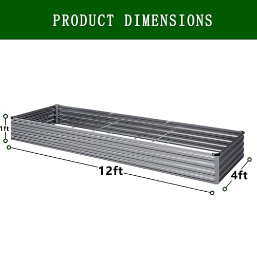 Galvanized Raised Garden Bed,2 Pcs 10×3×1FT Metal Planting Box for Outdoor Vegetable, Herb,Planter Gardening (Silver)