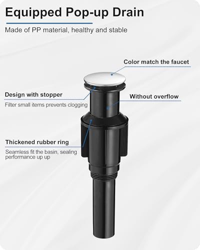 Vessel Sink Faucet, Oil Rubbed Bronze Waterfall Bathroom Sink Faucets, Brass Tall Bathroom Faucet Vanity Faucet 1 Hole Restroom Faucet Single Handle with Pop-up Drain Supply Hose