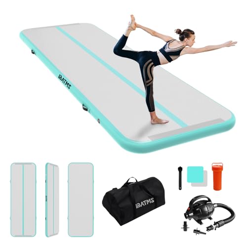IBATMS Air Tumbling Mat, 6ft/10ft/13ft/16ft/20ft Inflatable Gymnastics Air Mat 4inch/8inch for Gymnastics Training/Home Use/Cheerleading/Yoga/Water with Pump