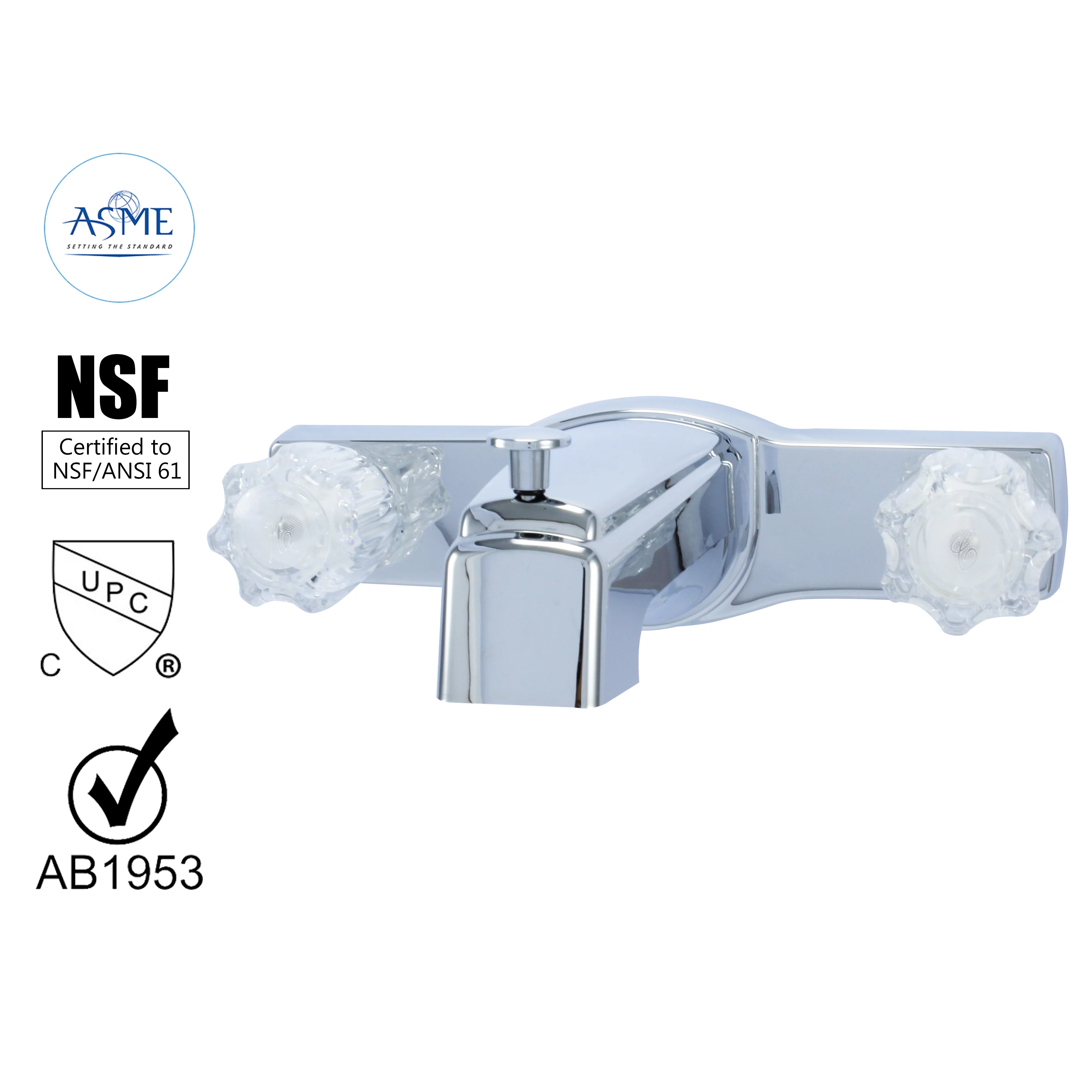 WMF-8128-CP -RV Bath Faucet Tub spout Double Handle Washerless Cartridge (Chrome Plating Over ABS Plastic)