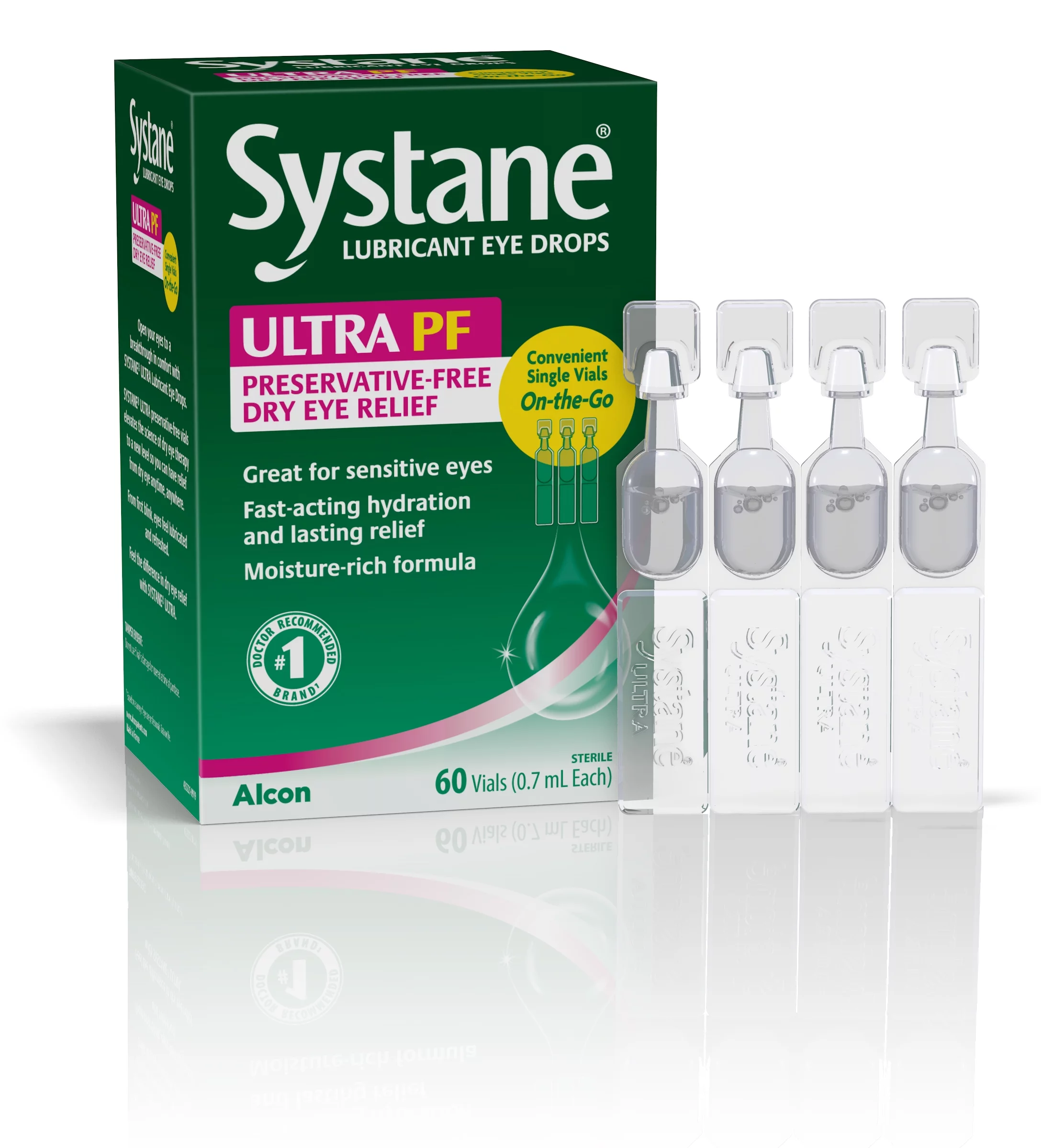 Systane Ultra Lubricant Single-Use Preservative-Free Eye Drop Vials for Dry Eyes, 60 Count