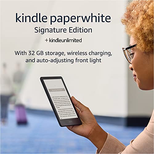 Amazon Kindle Paperwhite Signature Edition (32 GB) – With auto-adjusting front light, wireless charging, 6.8“ display, and up to 10 weeks of battery life – Without Lockscreen Ads – Black