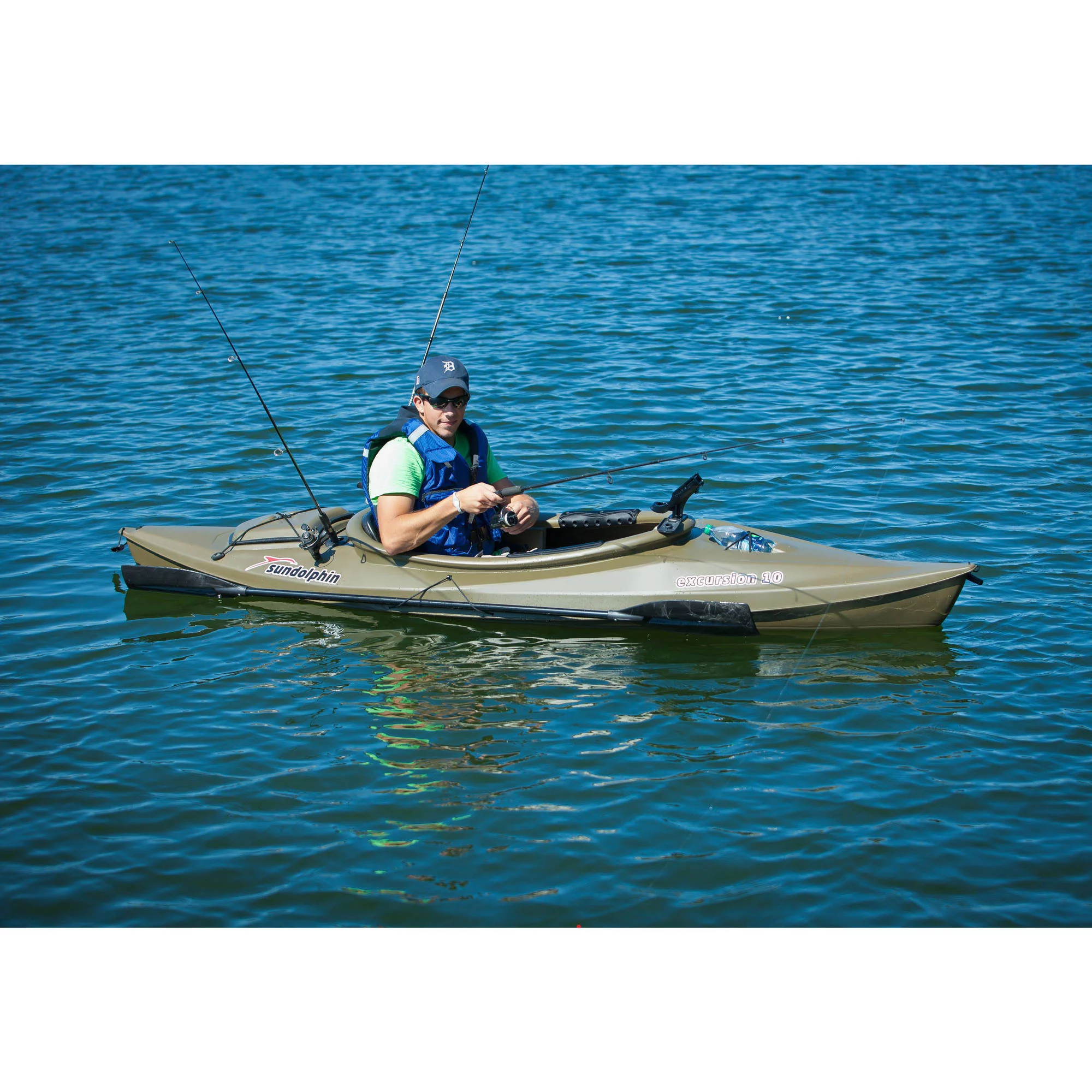 Sun Dolphin Excursion 10 Ft. Sit-in Fishing Kayak Olive, Paddle Included