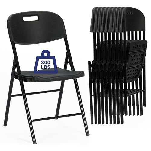 10 Pack Thicker 800 LBS White Folding Chairs, Commercial Grade Folding Chair, Foldable Chairs for Events