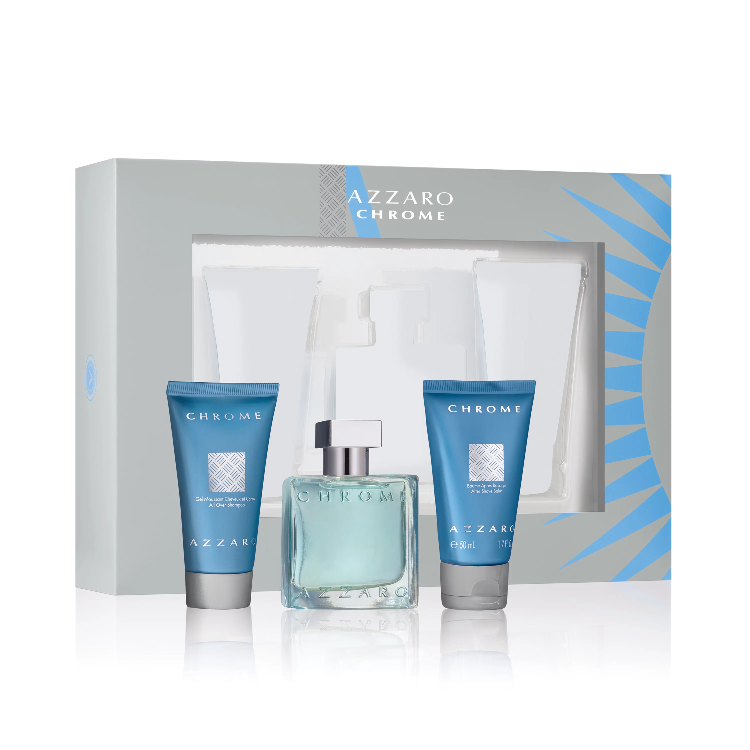 Azzaro Chrome Cologne Gift Set for Men, 3 Piece