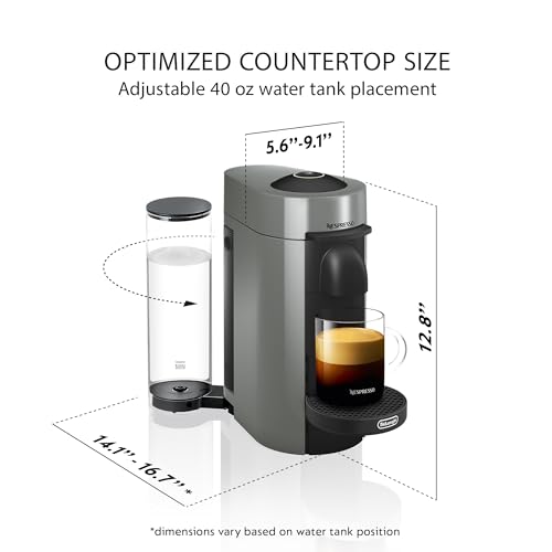 Nespresso Vertuo Plus Coffee and Espresso Maker by De'Longhi, Grey with Aeroccino Milk Frother