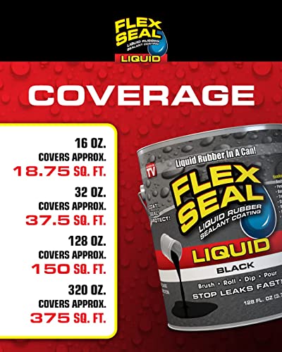 Flex Seal Liquid, 32 oz, Clear, Liquid Rubber Coating Sealant, Waterproof, Flexible, Breathable, and UV Resistant, Roof Repair, Basements, RV, Campers, Trailers, Marine, EPDM, Masonry