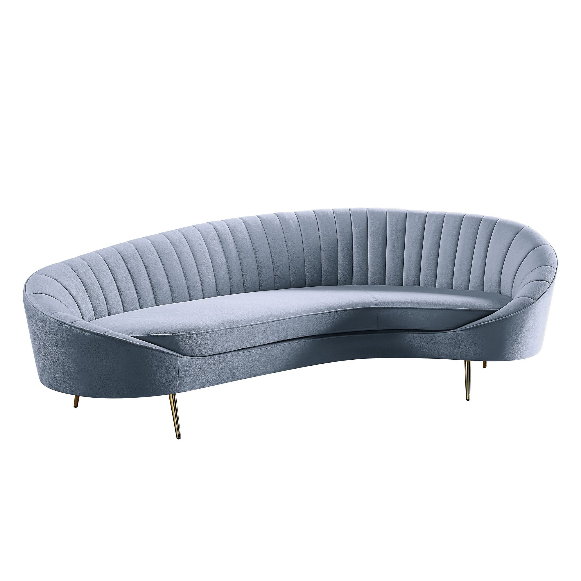 Sofa with Curved Silhouette and Vertical Channel Tufting, Gray