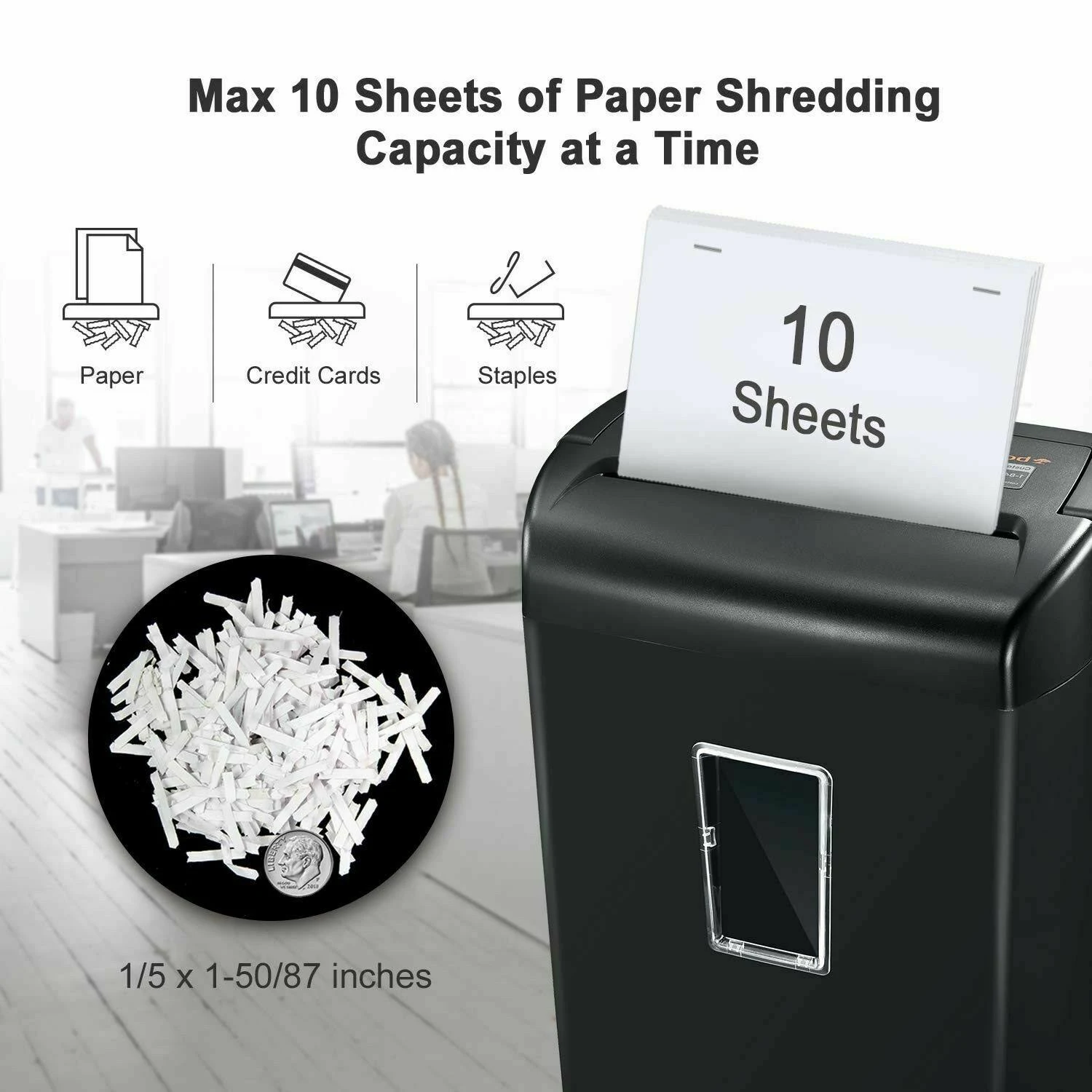 Bonsaii 10-Sheet Cross-Cut Paper Shredder, Credit Card Shredders for Home Office