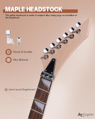 Leo Jaymz DIY Single Cut Electric Guitar Kits with Mahogany Body and Neck - Rosewood Fingerboard and All Components Included (LP Hollow)