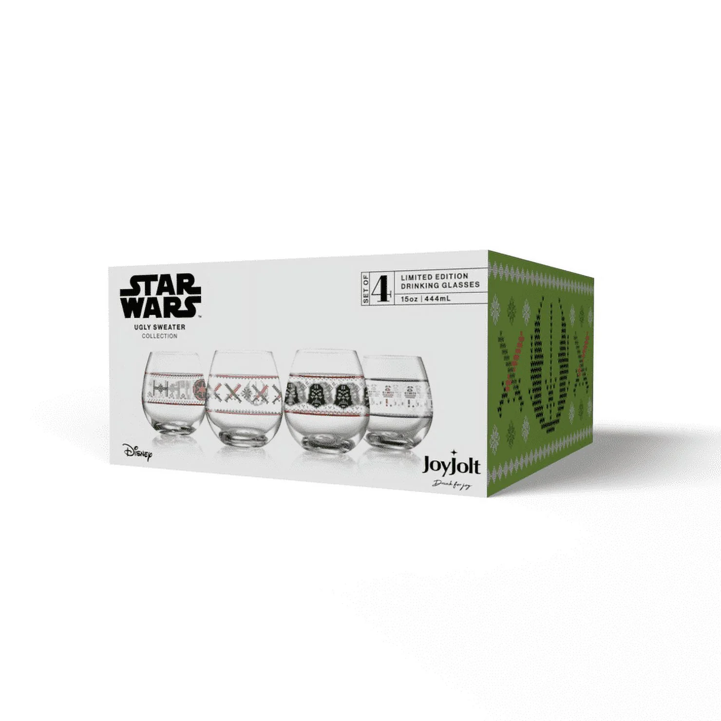 NEW Star Wars Ugly Sweater Collection Stemless Drinking Glass - 15 oz - Set of 4 Holiday Gift Drinking Stemless Drinking Glasses