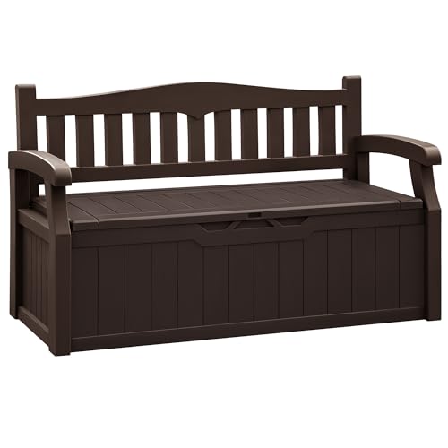 Flamaker 80 Gallon Storage Bench Outdoor Indoor, Durable All-Weather Seating with Hidden Storage, Lockable Deck Box for Garden, Patio, Poolside (Black)