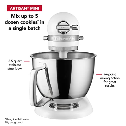 Kitchenaid Artisan Mini Plus 3.5-Qt. Tilt-Head Stand Mixer with Flex Edge Beater,Matte White